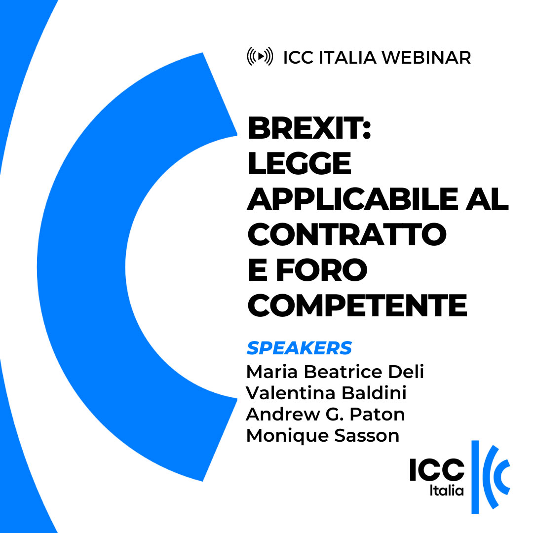 Cover ICC Italia Webinar "Brexit legge applicabile e foro competente"