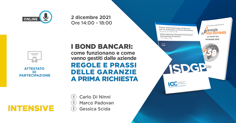 Giovedì, 2 dicembre 2021 Ore 14:00 - 18:00 Il Corso è gratuito per gli Associati.Per iscrizioni multiple sconto del 10% dal secondo partecipante, per maggiori informazioni scrivere a icc@iccitalia.org.