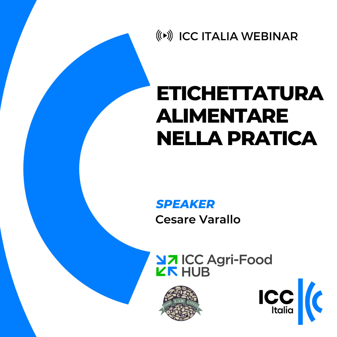 Copertina webinar ICC Italia "Etichettatura alimentare nella pratica"