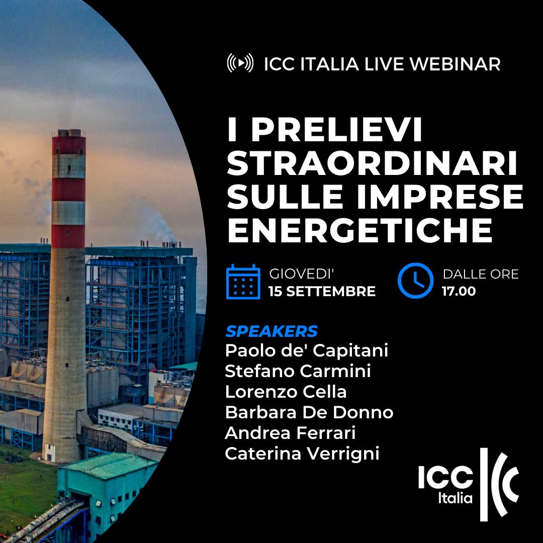 Copertina dell'ICC Italia Live webinar con titolo e immagine di impianto energetico