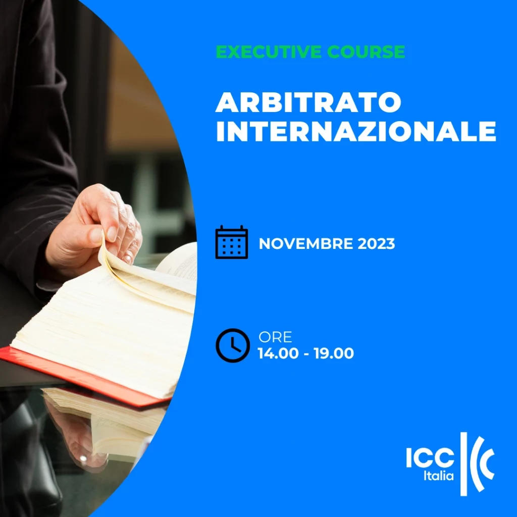 Copertina Corso Executive ICC Italia su Arbitrato Internazionale