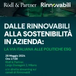 Dalle Rinnovabili alla Sostenibilità in azienda: la via italiana alle politiche ESG | Milano, 28 maggio 2024